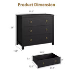 Commode 4 Tiroirs pour Chambre à Coucher - Meuble de Rangement Noir en Bois avec Tiroirs pour Chambre, Salon, Couloir et Bureau