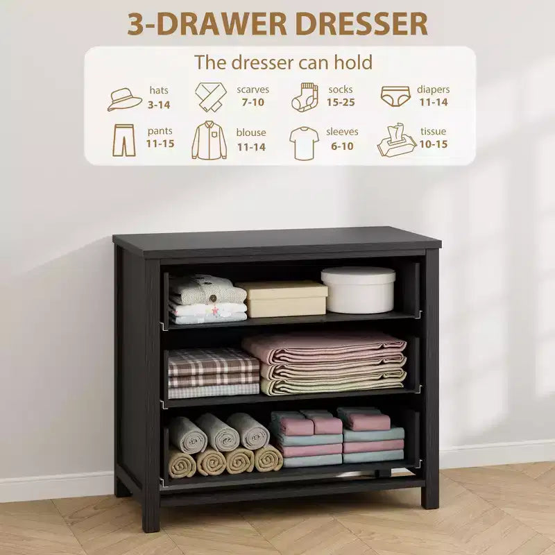 Commode 4 Tiroirs pour Chambre à Coucher - Meuble de Rangement Noir en Bois avec Tiroirs pour Chambre, Salon, Couloir et Bureau