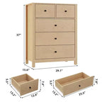 Commode 5 tiroirs pour chambre à coucher, commode haute moderne avec tiroirs de rangement, commode en bois pour chambre à coucher, entrée, couloir