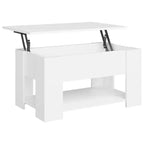 Table basse en bois d'ingénierie blanc, hauteur réglable moyenne