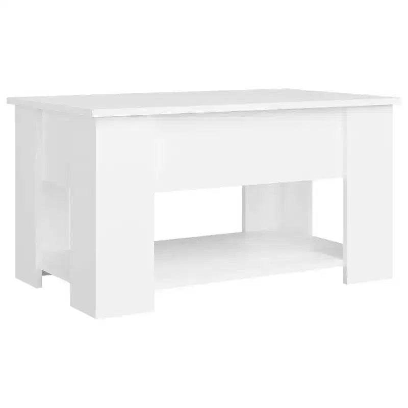Table basse en bois d'ingénierie blanc, hauteur réglable moyenne