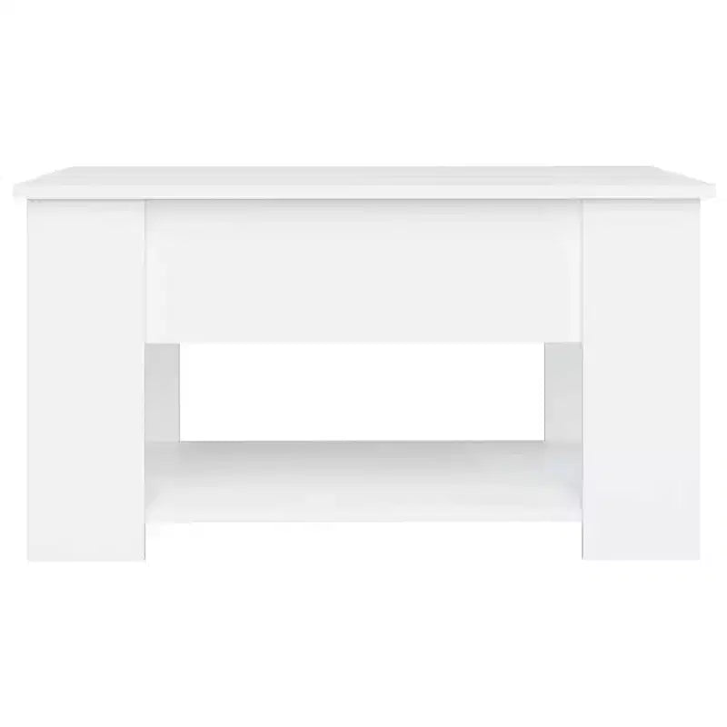 Table basse en bois d'ingénierie blanc, hauteur réglable moyenne