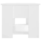 Table basse en bois d'ingénierie blanc, hauteur réglable moyenne