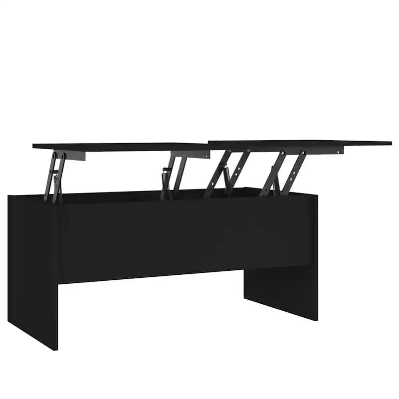Table basse Bois d'ingénierie noir Moyenne Compartiments cachés