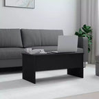 Table basse Bois d'ingénierie noir Moyenne Compartiments cachés