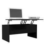 Table basse Bois d'ingénierie noir Moyenne Compartiments cachés