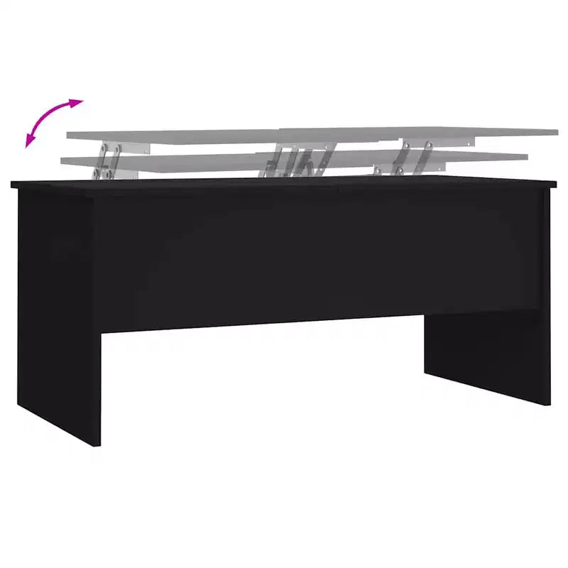 Table basse Bois d'ingénierie noir Moyenne Compartiments cachés