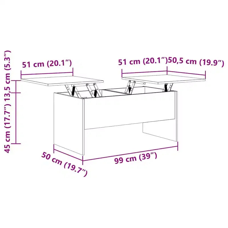 Table basse Bois d'ingénierie noir Moyenne Compartiments cachés
