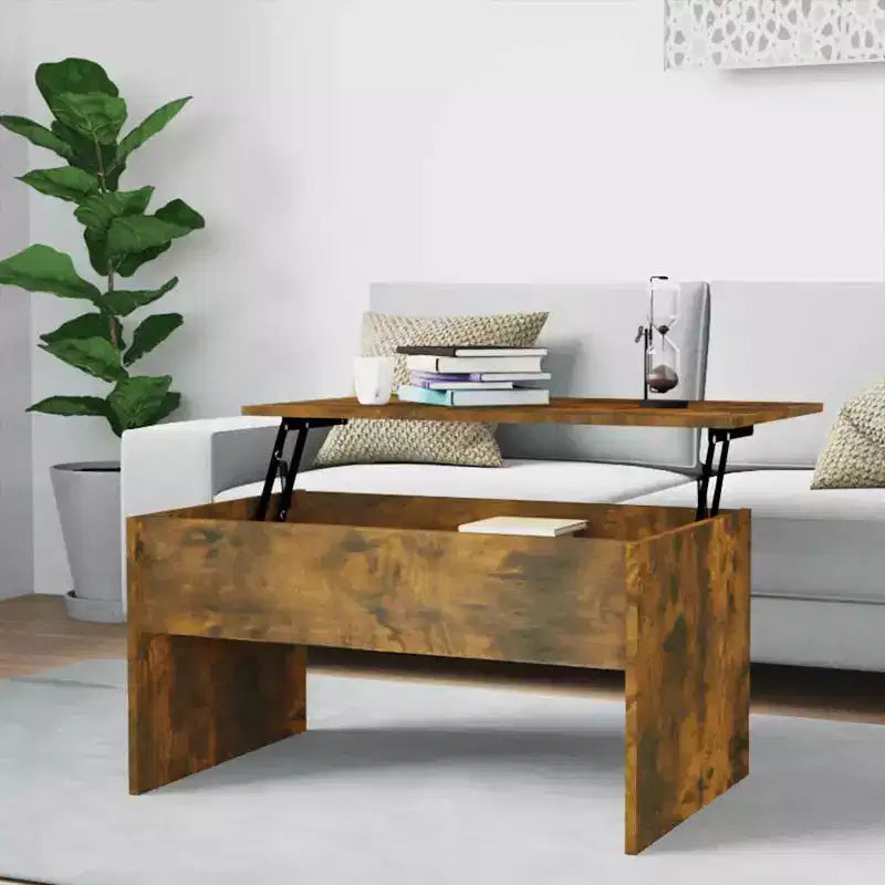 Coffee Table Smoked Oak Engineered Wood 31.5x19.9x16.3 in