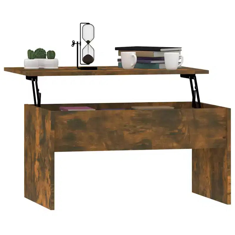 Table basse en bois d'ingénierie chêne fumé 80x50.5x41.5 cm