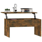 Table basse en bois d'ingénierie chêne fumé 80x50.5x41.5 cm
