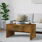 Table basse en bois d'ingénierie chêne fumé 80x50.5x41.5 cm
