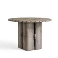 Beige Round Dining Table, 47 Wood Pedestal Table with Rivet Trim, MDF Top & Adjustable Legs for Dining Room, Kitchen