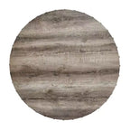 Table à manger ronde beige, table sur pied de 120 cm en bois avec garniture cloutée, plateau en MDF et pieds réglables pour salle à manger, cuisine