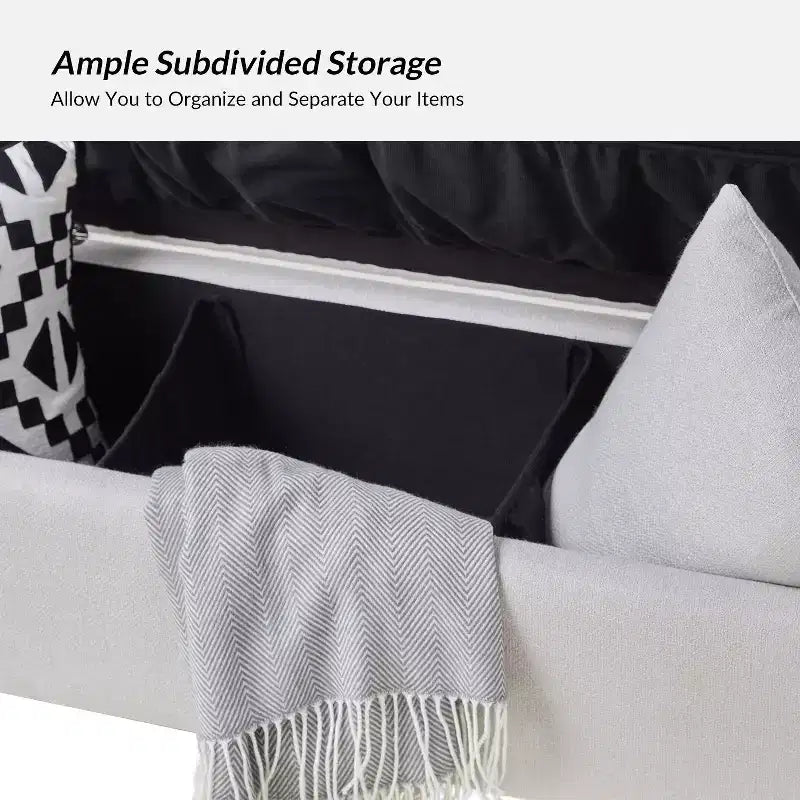 Banc de rangement capitonné rabattable Arrigo avec accoudoirs ART OF LIVING DESIGNS