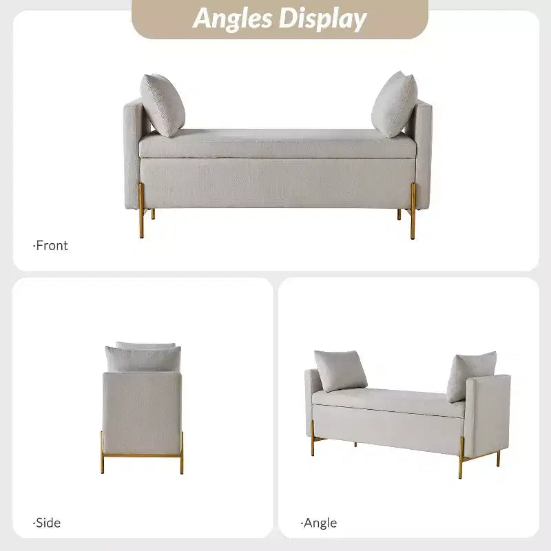 Banc de rangement capitonné rabattable Arrigo avec accoudoirs ART OF LIVING DESIGNS