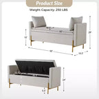 Banc de rangement capitonné rabattable Arrigo avec accoudoirs ART OF LIVING DESIGNS