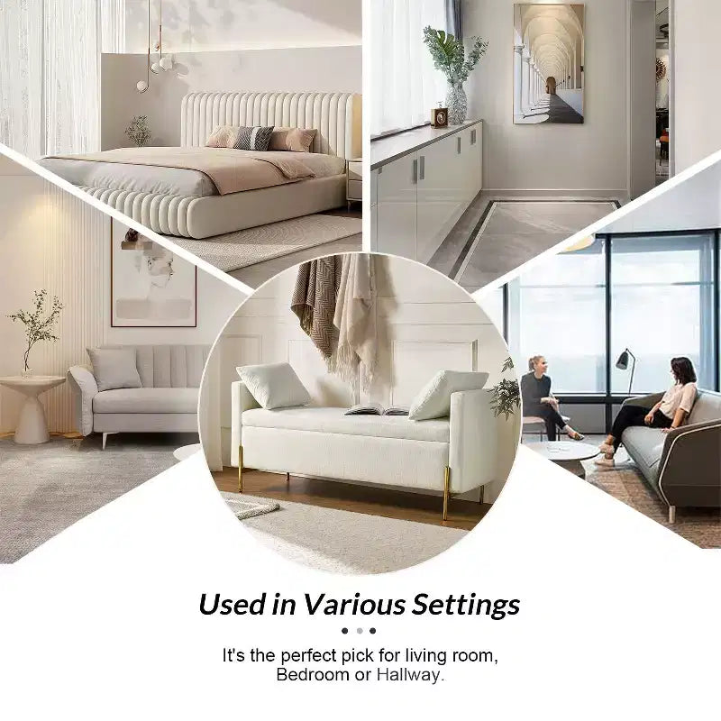 Banc de rangement capitonné rabattable Arrigo avec accoudoirs ART OF LIVING DESIGNS