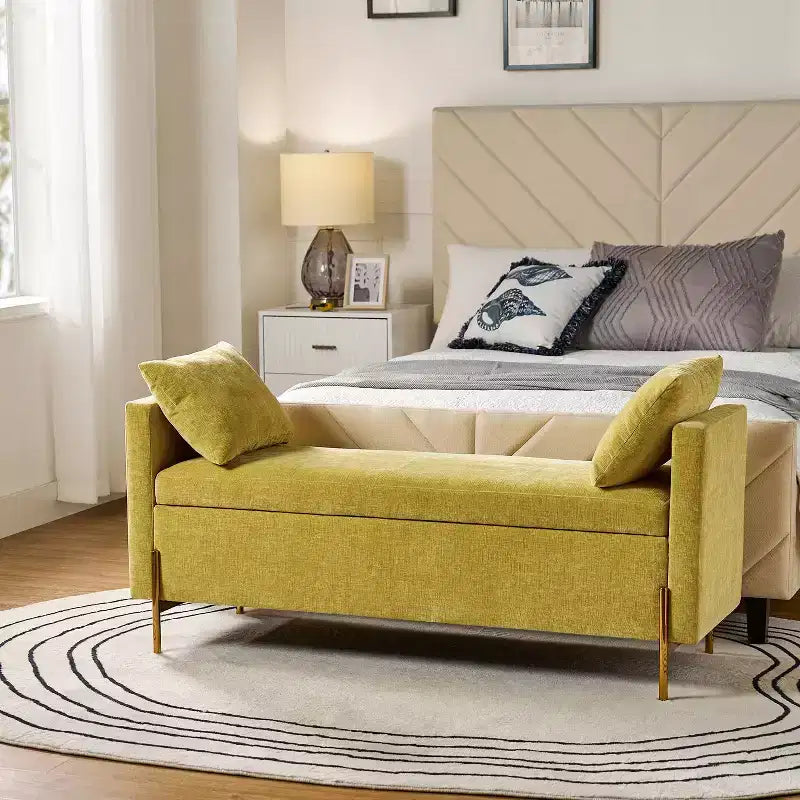 Banc de rangement capitonné rabattable Arrigo avec accoudoirs ART OF LIVING DESIGNS