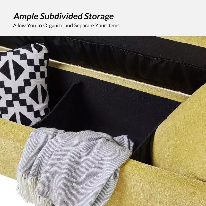 Banc de rangement capitonné rabattable Arrigo avec accoudoirs ART OF LIVING DESIGNS