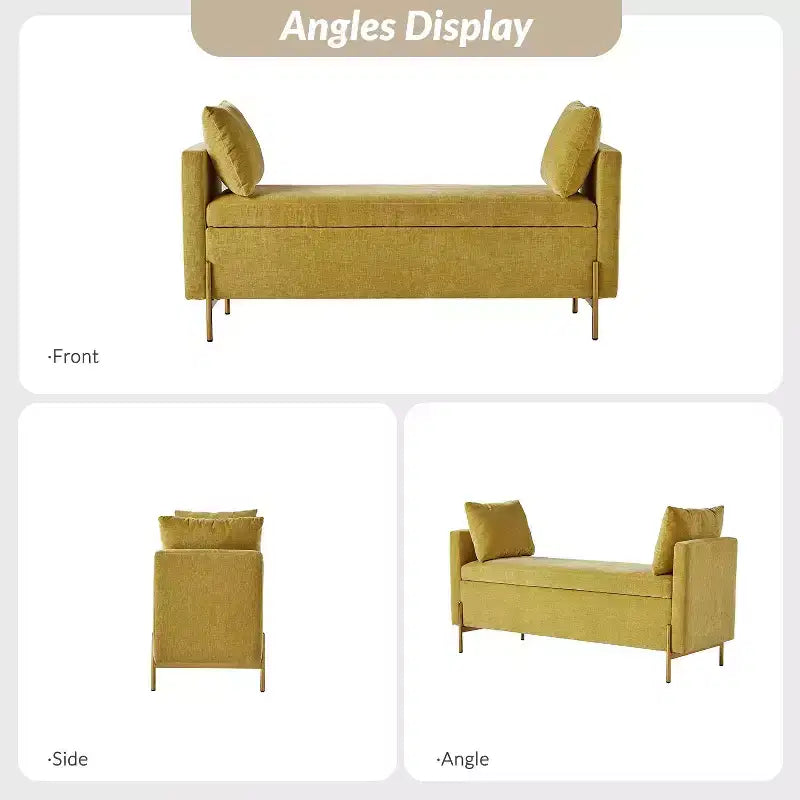 Banc de rangement capitonné rabattable Arrigo avec accoudoirs ART OF LIVING DESIGNS