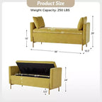 Banc de rangement capitonné rabattable Arrigo avec accoudoirs ART OF LIVING DESIGNS