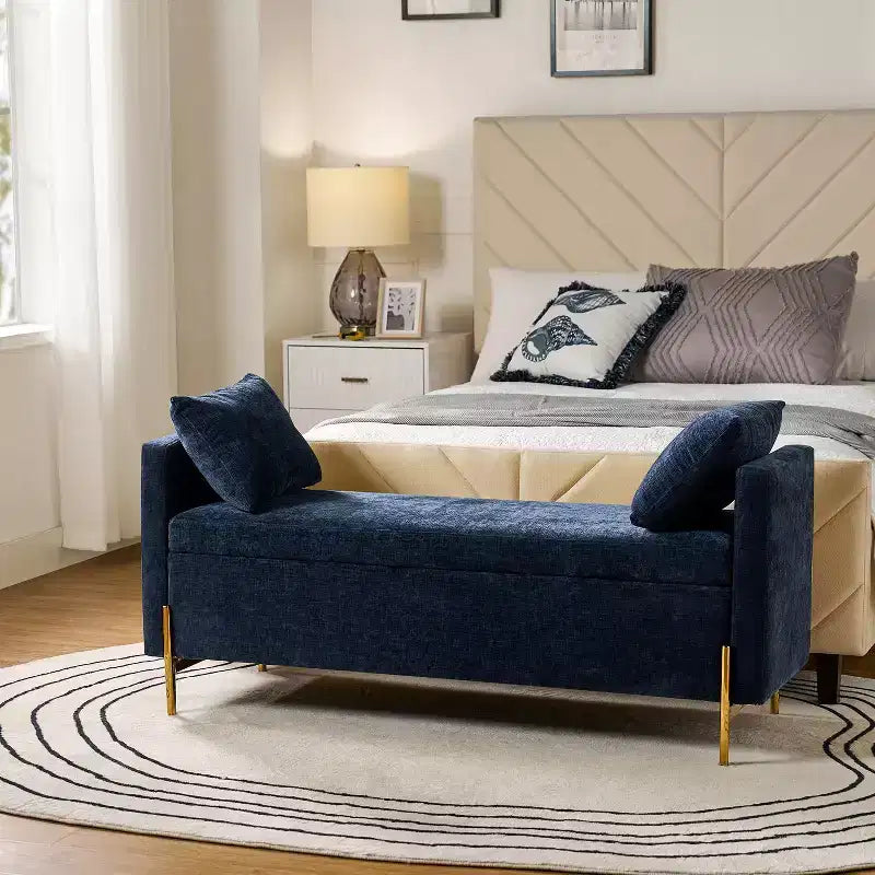 Banc de rangement capitonné rabattable Arrigo avec accoudoirs ART OF LIVING DESIGNS