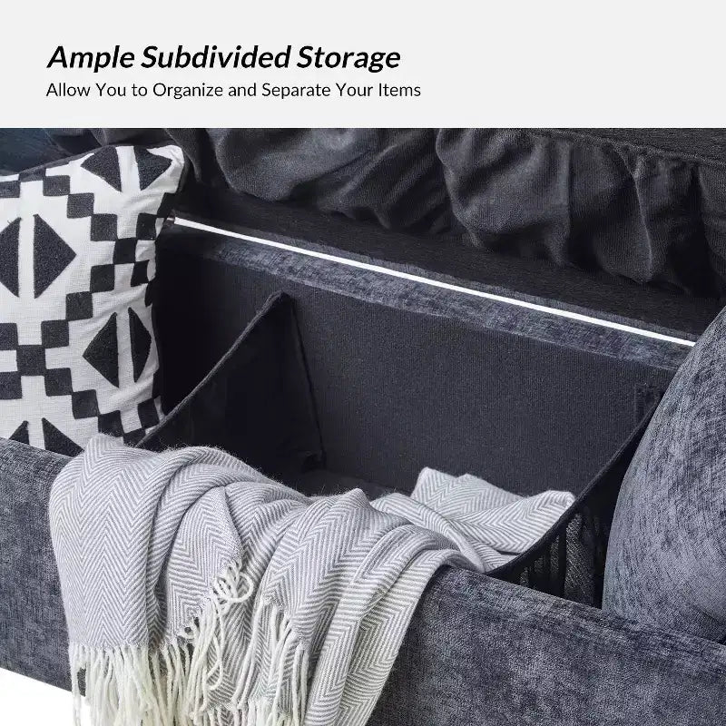 Banc de rangement capitonné rabattable Arrigo avec accoudoirs ART OF LIVING DESIGNS