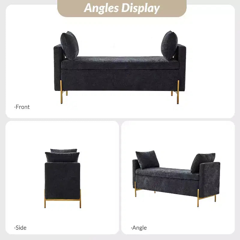 Banc de rangement capitonné rabattable Arrigo avec accoudoirs ART OF LIVING DESIGNS