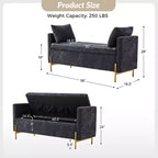 Banc de rangement capitonné rabattable Arrigo avec accoudoirs ART OF LIVING DESIGNS