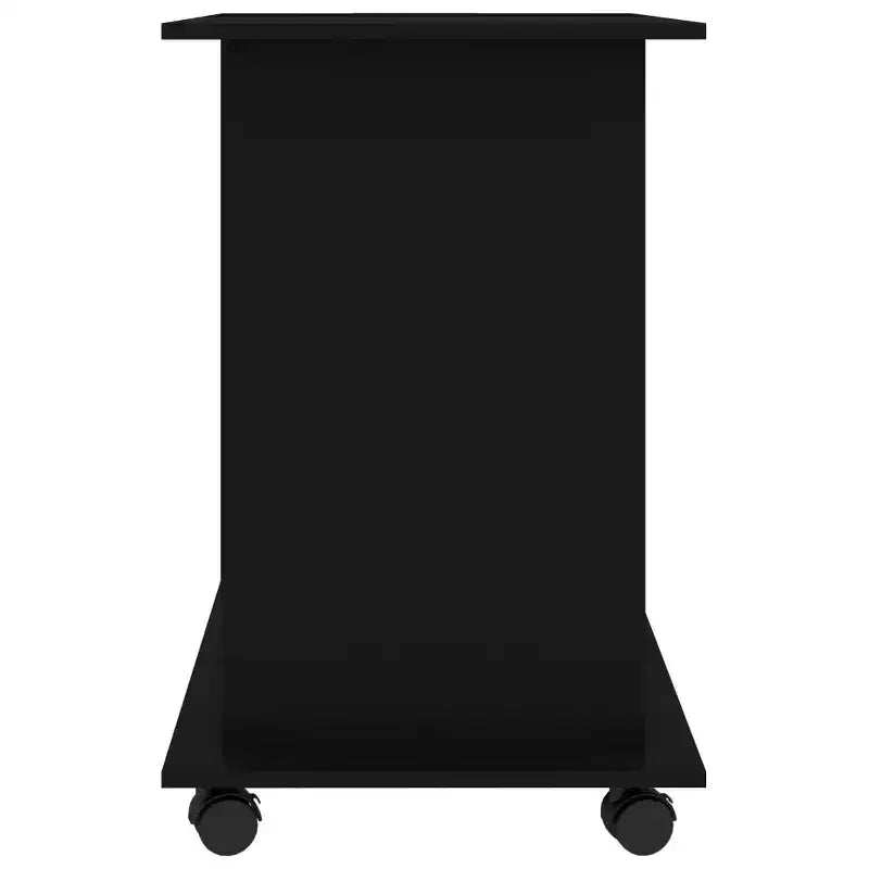 Bureau d'ordinateur compact noir en bois d'ingénierie à roulettes