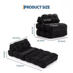 Canapé-lit pliable 3-en-1 avec oreiller, fauteuil de couchage convertible en velours côtelé pour salon, chambre, dortoir ou appartement