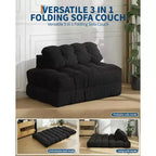 Canapé-lit pliable 3-en-1 avec oreiller, fauteuil de couchage convertible en velours côtelé pour salon, chambre, dortoir ou appartement