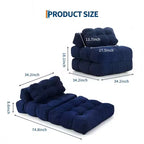 Canapé-lit pliable 3-en-1 avec oreiller, fauteuil de couchage convertible en velours côtelé pour salon, chambre, dortoir ou appartement