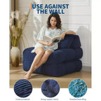 Canapé-lit pliable 3-en-1 avec oreiller, fauteuil de couchage convertible en velours côtelé pour salon, chambre, dortoir ou appartement