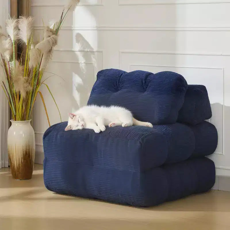 Canapé-lit pliable 3-en-1 avec oreiller, fauteuil de couchage convertible en velours côtelé pour salon, chambre, dortoir ou appartement