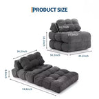 Canapé-lit pliable 3-en-1 avec oreiller, fauteuil de couchage convertible en velours côtelé pour salon, chambre, dortoir ou appartement