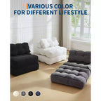 Canapé-lit pliable 3-en-1 avec oreiller, fauteuil de couchage convertible en velours côtelé pour salon, chambre, dortoir ou appartement