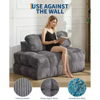 Canapé-lit pliable 3-en-1 avec oreiller, fauteuil de couchage convertible en velours côtelé pour salon, chambre, dortoir ou appartement