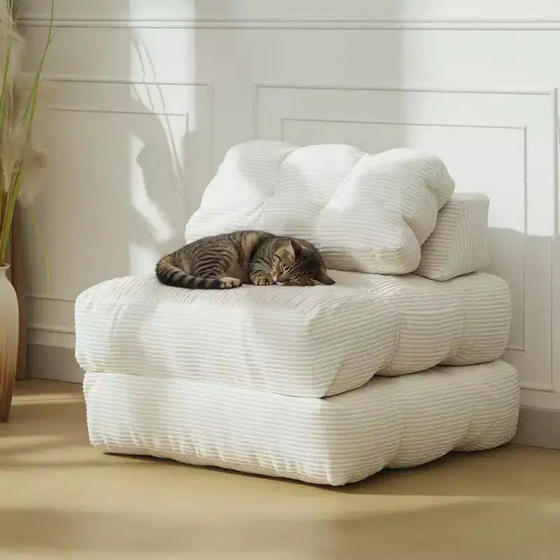 Canapé-lit pliable 3-en-1 avec oreiller, fauteuil de couchage convertible en velours côtelé pour salon, chambre, dortoir ou appartement