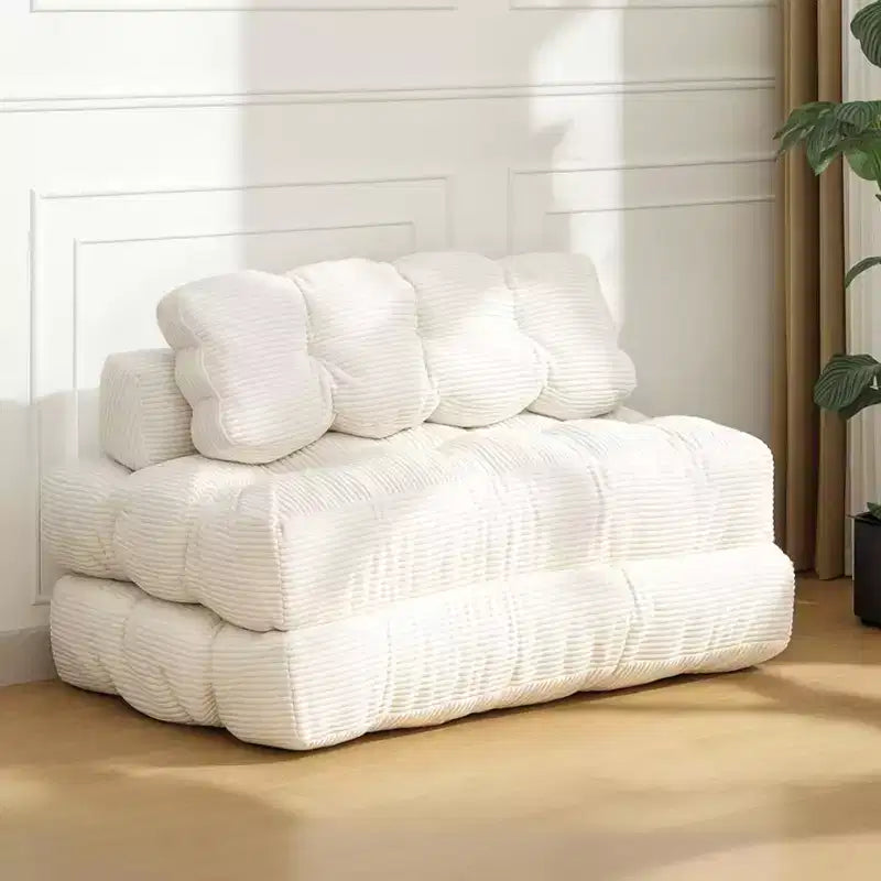 Canapé-lit pliable 3-en-1 avec oreiller, fauteuil de couchage convertible en velours côtelé pour salon, chambre, dortoir ou appartement