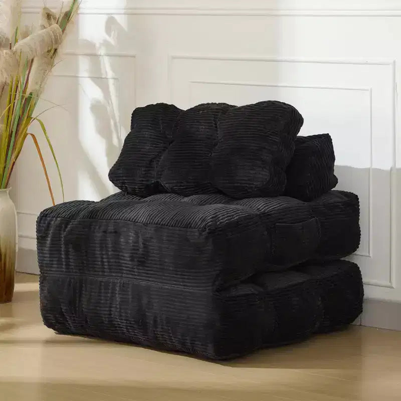 Canapé-lit pliable 3-en-1 avec oreiller, fauteuil de couchage convertible en velours côtelé pour salon, chambre, dortoir ou appartement
