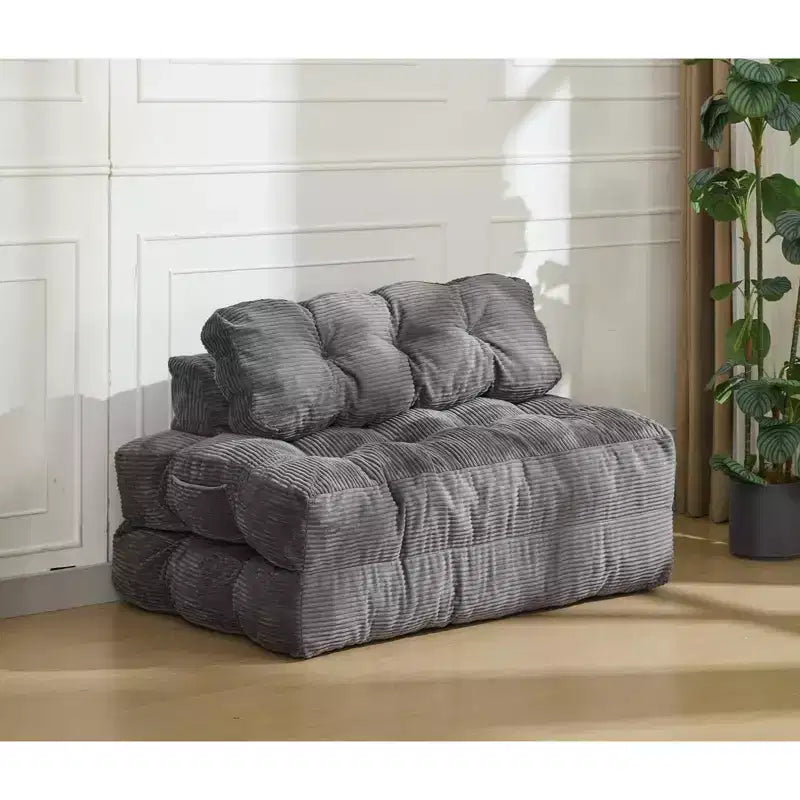 Canapé-lit pliable 3-en-1 avec oreiller, fauteuil de couchage convertible en velours côtelé pour salon, chambre, dortoir ou appartement