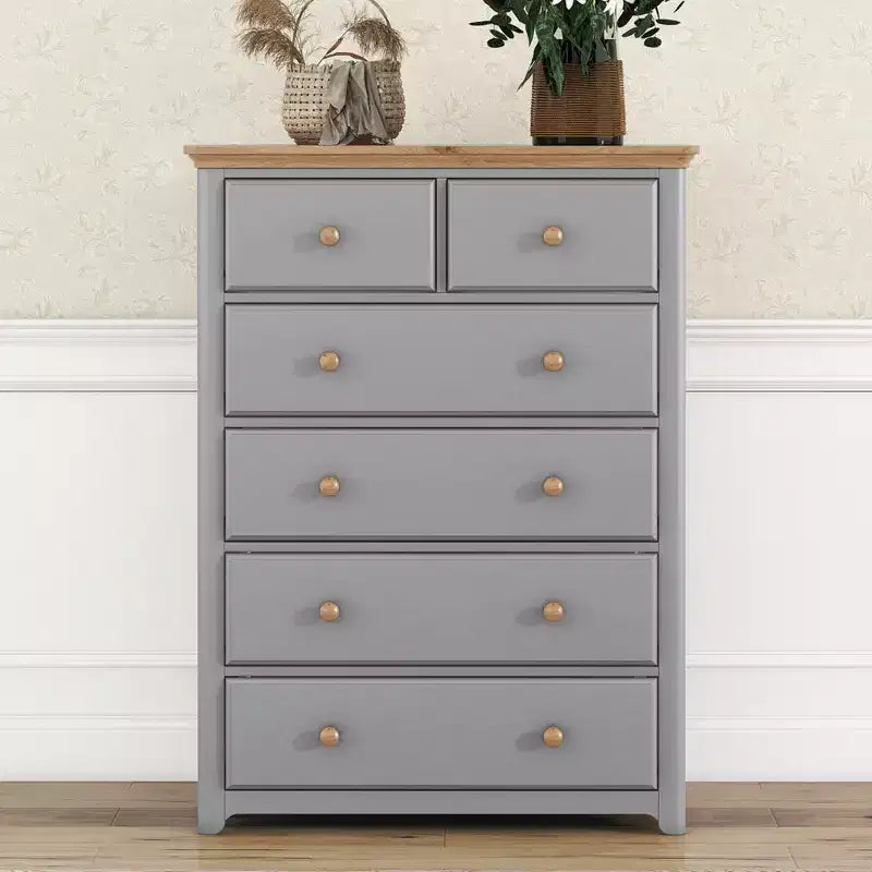 6-Drawer Dresser for Bedroom, Sturdy Frame Organizer, Rustic Wooden Storage Cabinet for Living Room, Hallway
