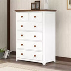 Commode à 6 tiroirs pour chambre à coucher, organisateur à cadre robuste, armoire de rangement rustique en bois pour salon, couloir