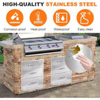 Acekool Tiroirs de cuisine d'extérieur 45,7 cm l x 58,4 cm H x 58,4 cm P, Commode 3 tiroirs en acier inoxydable pour îlot de barbecue, station de grillade, rangement de patio