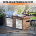 Acekool Tiroirs de cuisine d'extérieur 45,7 cm l x 58,4 cm H x 58,4 cm P, Commode 3 tiroirs en acier inoxydable pour îlot de barbecue, station de grillade, rangement de patio