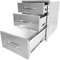Acekool Outdoor Kitchen Drawers 16 W x 21 H x 23 D, Stainless Steel 3-Drawer BBQ Dresser with Grooved Handle for Patio Island