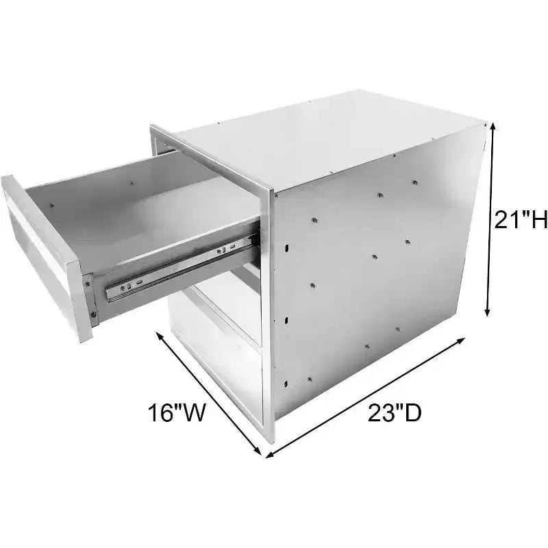 Tiroirs de cuisine extérieure Acekool 40,6 cm L x 53,3 cm H x 58,4 cm P, commode BBQ 3 tiroirs en acier inoxydable avec poignée rainurée pour îlot de patio