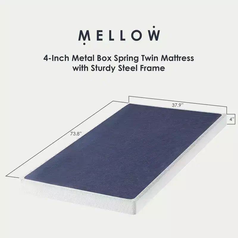 Matelas Best Price Sommier en métal 4 po avec cadre robuste en acier, format lit simple, bleu
